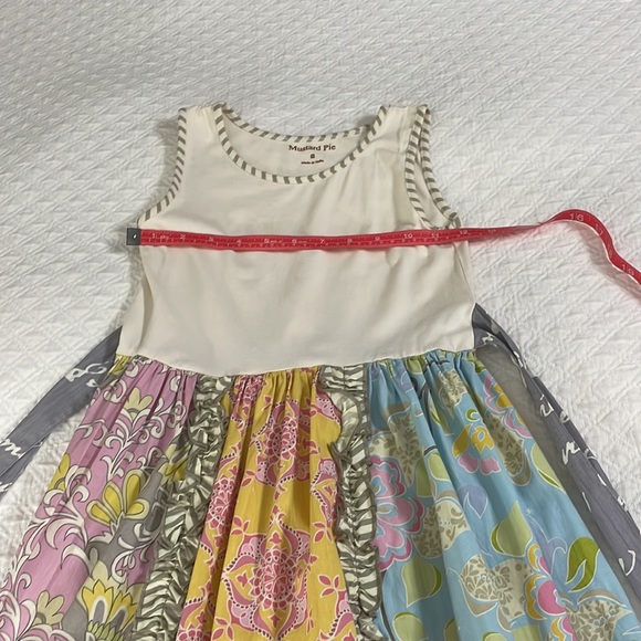 Mustard pie girls boutique twirl dress sz 8 floral ruffle pink grey blue ivory - Picture 6 of 8